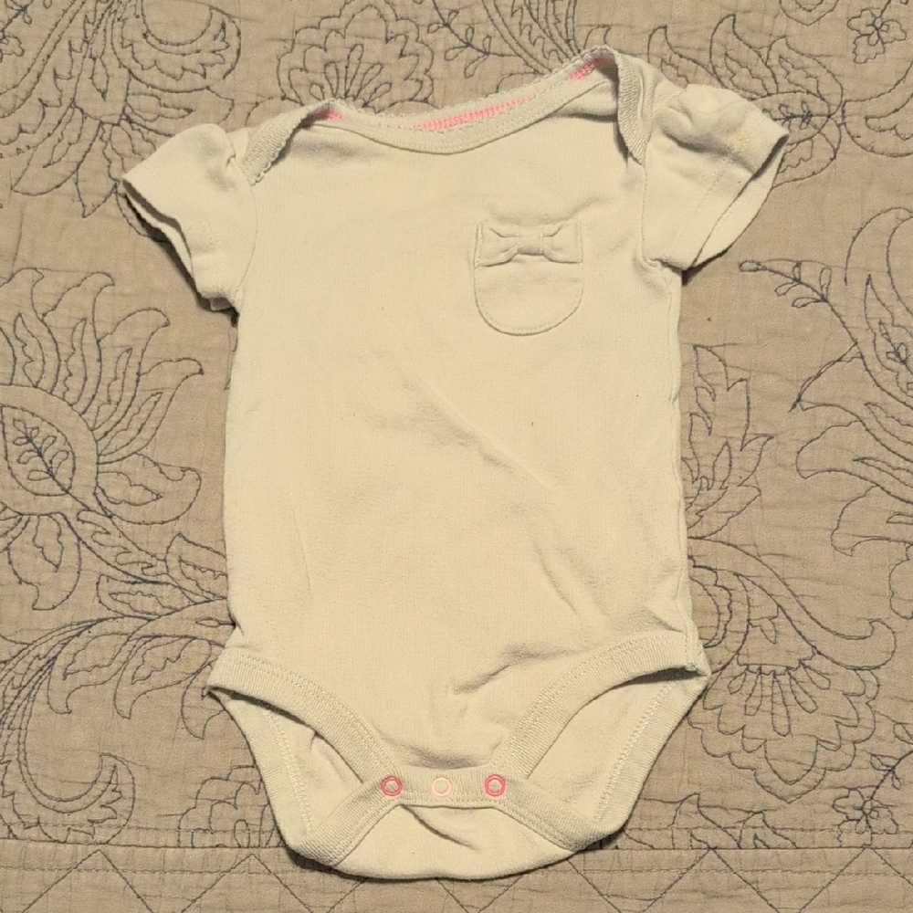 Cloud Island Gray Baby Onesie with Pink Trim